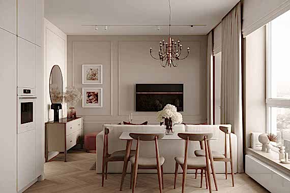 дизайн квартиры с кухней-гостиной5