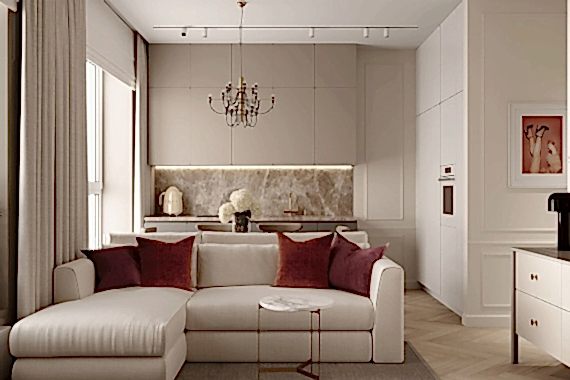 дизайн квартиры с кухней-гостиной